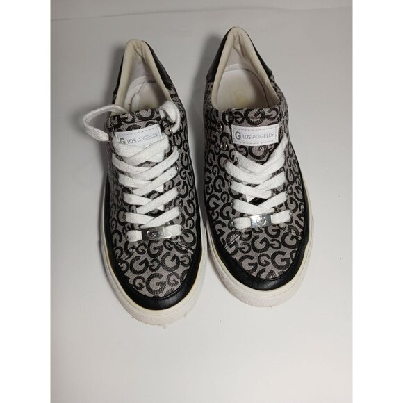 GBG Los Angeles Shoes - GBG GUESS Women's Signature Brown Blue Sneakers Low Top Lace Up 7.5 GGMEEKIE